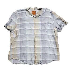 Tommy Bahama Plaid Button-Up 100% Linen Short-Sleeve Shirt Men's XXL
